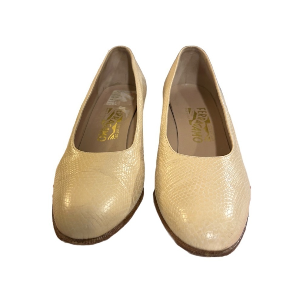Salvatore Ferragamo Snakeskin Leather Pumps Shoes Size 9AA - Picture 4 of 6